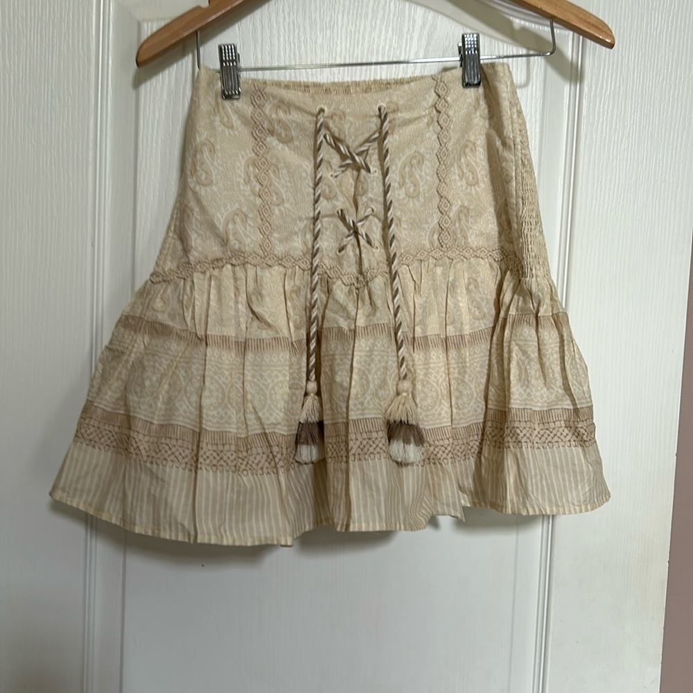 Chelsea & Violet Skirt Smocked Tiered Folk Boho Flowy Lined Mini Size XS